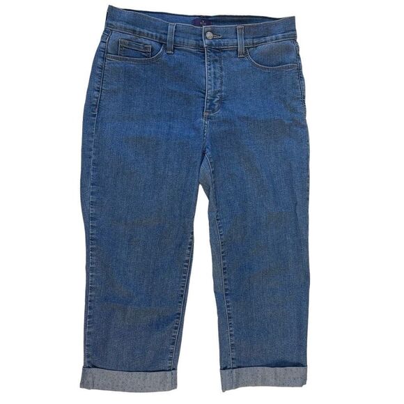 NYDJ Lift & Tuck Sparkle Hem Cropped High Waist Capri - Women’s 8 - Picture 2 of 10